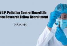 Govt U.P. Pollution Control Board Life Science Research Fellow Recruitment U.P. Pollution Control Board