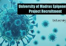 University of Madras Epigenetics Project Recruitment – Applications Invited UoM JRF Recruitment