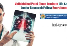 Vallabhbhai Patel Chest Institute Life Science Junior Research Fellow Recruitment VPCI Delhi JRF Job