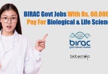 BIRAC Govt Jobs With Rs. 60,000 pm Pay For Biological & Life Sciences BIRAC Biological & Life