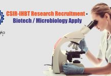 CSIR-IHBT Research Recruitment – Biotech / Microbiology Apply CSIR-IHBT Research Recruitment