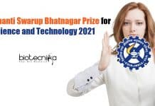 CSIR-Shanti Swarup Bhatnagar Prize for Science and Technology 2021 CSIR-Shanti Swarup Bhatnagar Prize