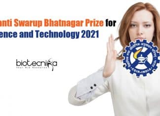 CSIR-Shanti Swarup Bhatnagar Prize for Science and Technology 2021 CSIR-Shanti Swarup Bhatnagar Prize