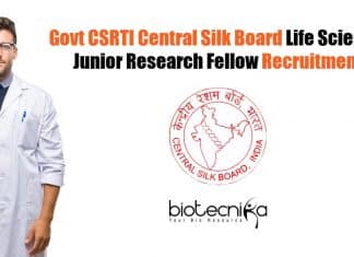 CSRTI Mysore JRF Recruitment