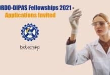 Govt DRDO-DIPAS Fellowships 2021 – Applications Invited DRDO-DIPAS Fellowships 2021