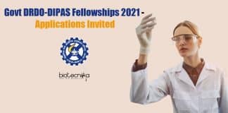 DRDO-DIPAS Fellowships 2021