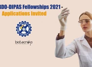 DRDO-DIPAS Fellowships 2021
