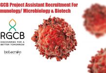 Govt RGCB Project Assistant Recruitment For Immunology/ Microbiology & Biotech Govt RGCB Project Assistant