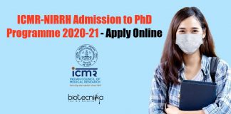 ICMR-NIRRH PhD Admissions 2020-21