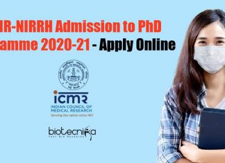 ICMR-NIRRH PhD Admissions 2020-21