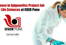 Excellence in Epigenetics Project Job For Life Sciences at IISER Pune IISER Pune PDF Job