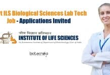 Govt ILS Biological Sciences Lab Tech Job – Applications Invited ILS Biological Sciences