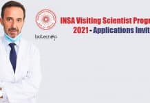 INSA Visiting Scientist Programme 2021 – Applications Invited INSA-Visiting Scientist Programme