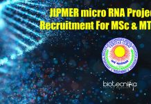 JIPMER micro RNA Project Recruitment For MSc & MTech JIPMER SRF Job Vacancy
