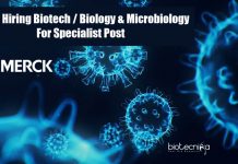 Merck Hiring Biotech / Biology & Microbiology For Specialist Post Merck Hiring