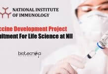 Vaccine Development Project Recruitment For Life Science at NII NII Lifescience Research Vacancy