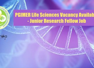 PGIMER Life Sciences Vacancy Available – Junior Research Fellow Job PGIMER Life Sciences Vacancy