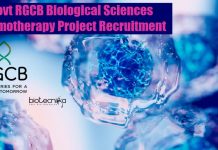 Govt RGCB Biological Sciences Chemotherapy Project Recruitment RGCB SRF Biological Sciences