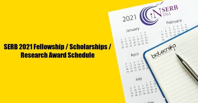 SERB 2021 Fellowships List