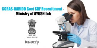 CCRAS-RARIDD Govt SRF Recruitment