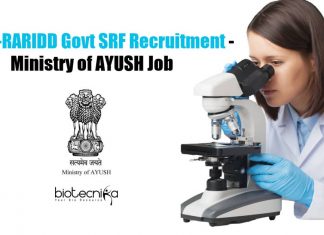 CCRAS-RARIDD Govt SRF Recruitment – Ministry of AYUSH Job CCRAS-RARIDD Govt SRF Recruitment
