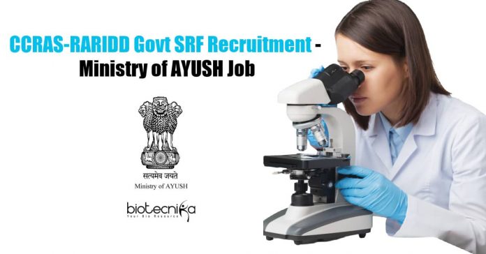 CCRAS-RARIDD Govt SRF Recruitment