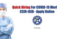 Quick Hiring For COVID-19 Work at CSIR-IGIB – Apply Online CSIR-IGIB Recruitment 2021