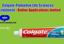 Colgate-Palmolive Life Sciences Recruitment – Online Applications Invited Colgate-Palmolive Life Sciences Recruitment