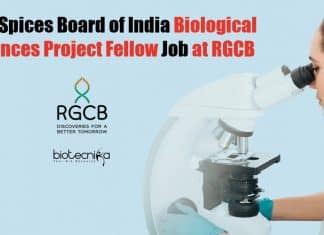 Govt Spices Board of India Biological Sciences Project Fellow Job at RGCB Government Biological Sciences
