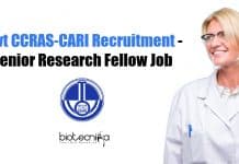 Govt CCRAS-CARI Recruitment – Senior Research Fellow Job Govt CCRAS-CARI Recruitment