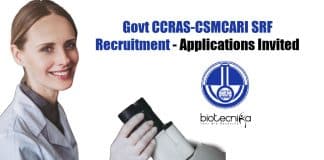 Govt CCRAS-CSMCARI SRF Recruitment