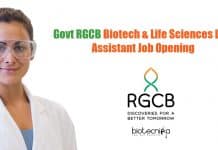 Govt RGCB Biotech & Life Sciences Lab Assistant Job Opening Govt RGCB Biotech &