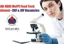ICAR-NDRI MoFPI Food Tech Recruitment – SRF & JRF Vacancies ICAR-NDRI Food Tech Recruitment