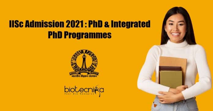 IISc Admission 2021