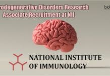 Neurodegenerative Disorders Research Associate Recruitment at NII PhD Biology Research Job