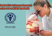 AYUSH Funded Life Sciences Research Associate Job at AIIMS New Delhi PhD Life Science Vacancies