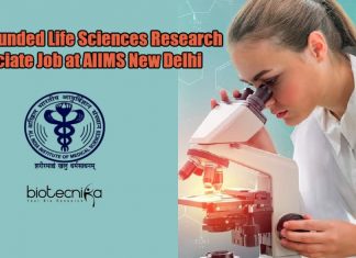 AYUSH Funded Life Sciences Research Associate Job at AIIMS New Delhi PhD Life Science Vacancies