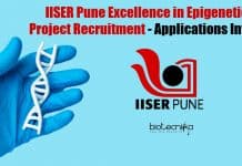 IISER Pune Excellence in Epigenetics Project Recruitment – Applications Invited Project Assistant Genetics Jobs