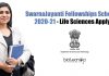 SwarnaJayanti Fellowships Scheme 2020-21 – Life Sciences Apply SwarnaJayanti Fellowships Scheme 2020-21