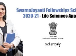 SwarnaJayanti Fellowships Scheme 2020-21