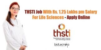 THSTI Vacancy For Lifesciences