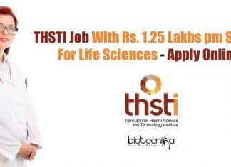 THSTI Job With Rs. 1.25 Lakhs pm Salary For Life Sciences – Apply Online THSTI Vacancy For Lifesciences