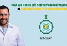 Govt WB Health Life Sciences Research Assistant at Calcutta School of Tropical Medicine WB Health Life Sciences