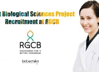 Govt Biological Sciences Project Recruitment at RGCB Biological Science Jobs
