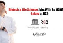 Biotech & Life Science Jobs With Rs. 83,000 pm Salary at RCB Biotech & Life