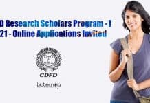 CDFD Research Scholars Program – I 2021 – Online Applications Invited CDFD Research Scholars Program