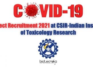 COVID-19 Project Recruitment 2021 at CSIR-Indian Institute of Toxicology Research CSIR-IITR Recruitment 2021