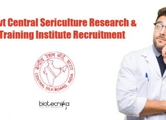 Govt Central Sericulture Research & Training Institute Recruitment CSRTI Mysore JRF