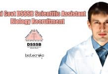 Delhi Govt DSSSB Scientific Assistant Biology Recruitment DSSSB Jobs