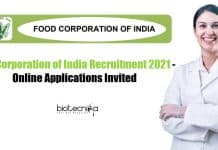 Food Corporation of India Recruitment 2021 – Online Applications Invited FCI Recruitment 2021